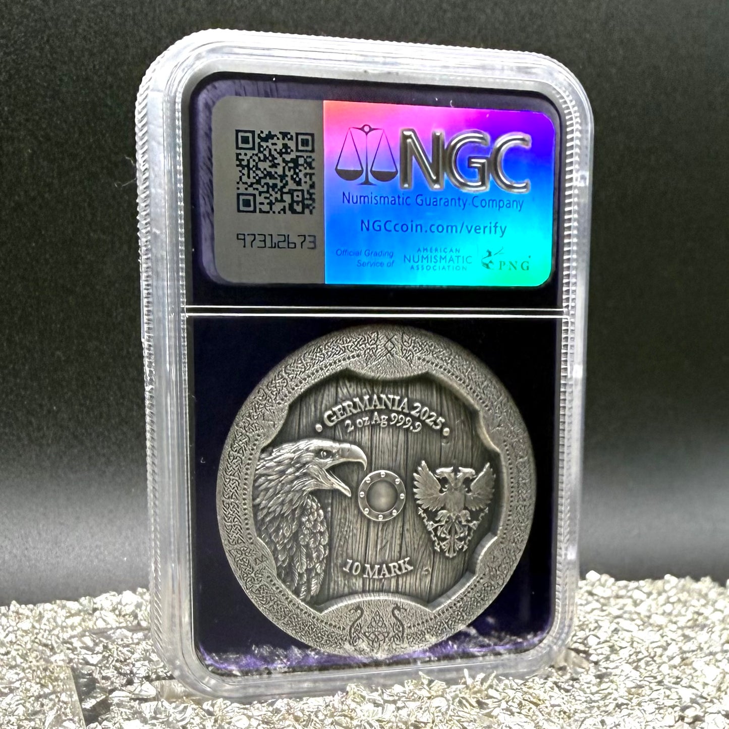 2025 2 oz .9999 Silver Private Issue NGC MS70 Valkyries - Arnhild Colorized Antiqued Purple Holder Mint