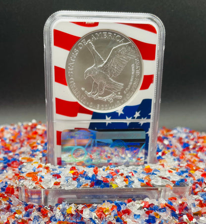 2021 $1 American Silver Eagle NGC MS70 First Day of Issue Type 2 Flag Holder Mint Condition (1 of 4,075)
