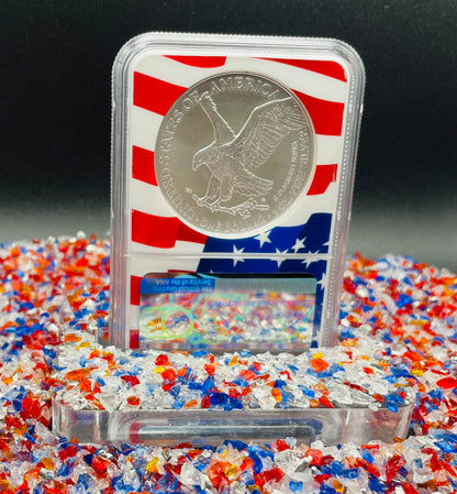 2021 $1 American Silver Eagle NGC MS70 First Day of Issue Type 2 Flag Holder Mint Condition (1 of 4,075)