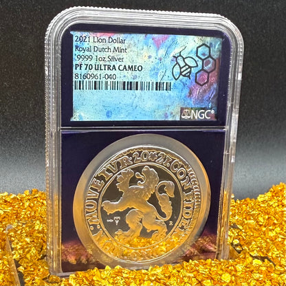 2021 Dutch Silver Lion Coin NGC PF70UC Rare Purple Holder Mint