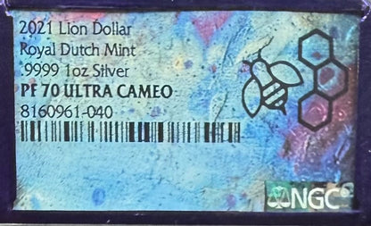 2021 Dutch Silver Lion Coin NGC PF70UC Rare Purple Holder Mint