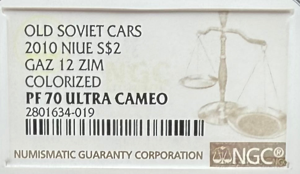 2010 Proof Niue Silver Dollar $2 NGC PF70UC Old Soviet Cars - Gaz 12 Zim Colorized (1 of 3) Mint
