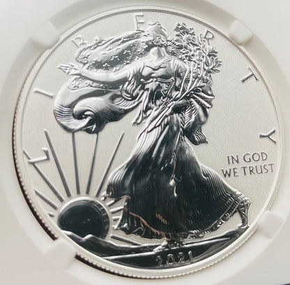 Reverse Proof 2021 (W) $1 American Silver Eagle NGC PF70 Type 1 Silver Design Set 35th Anniversary Label Mint Condition (1 of 7,334)