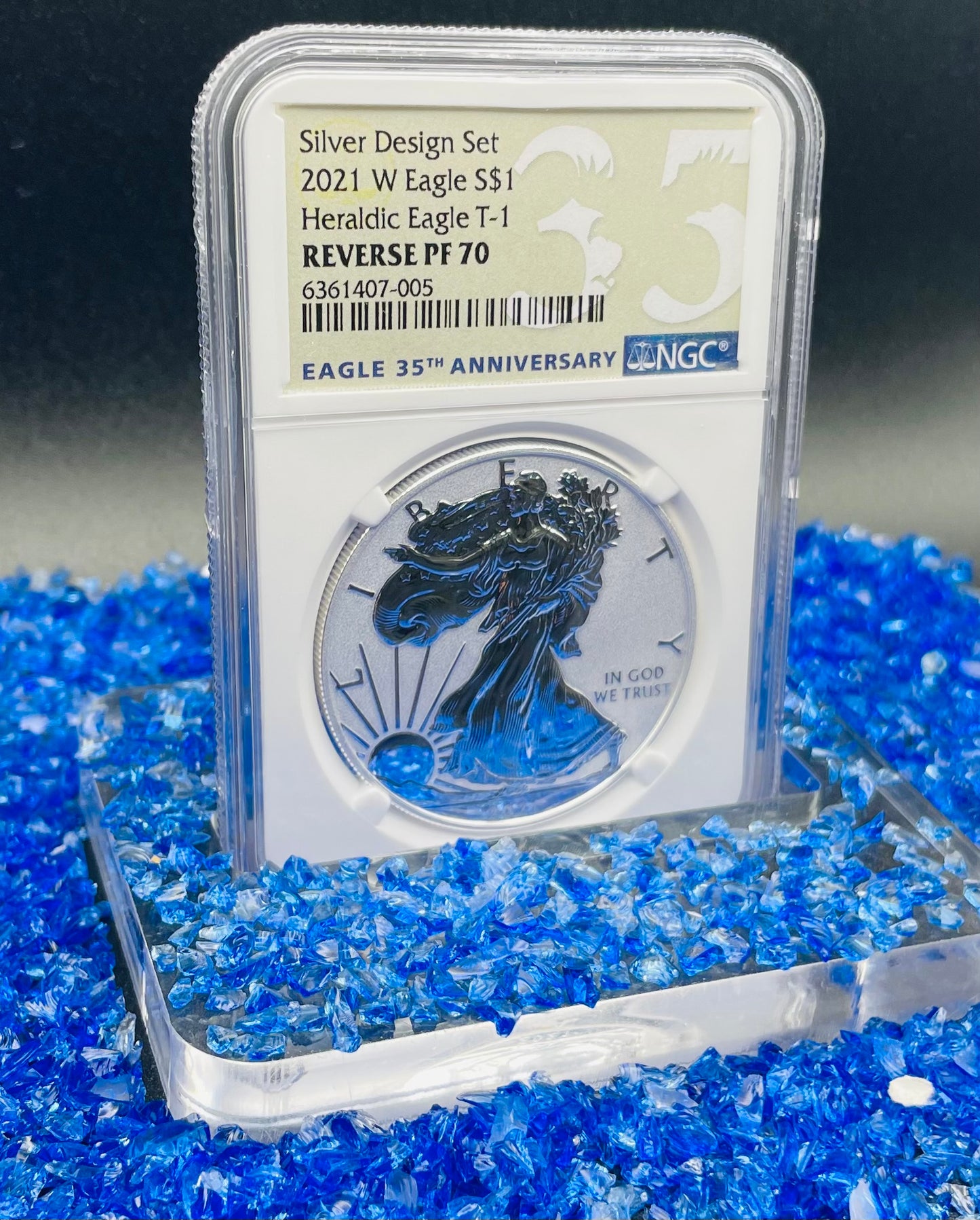 Reverse Proof 2021 (W) $1 American Silver Eagle NGC PF70 Type 1 Silver Design Set 35th Anniversary Label Mint Condition (1 of 7,334)