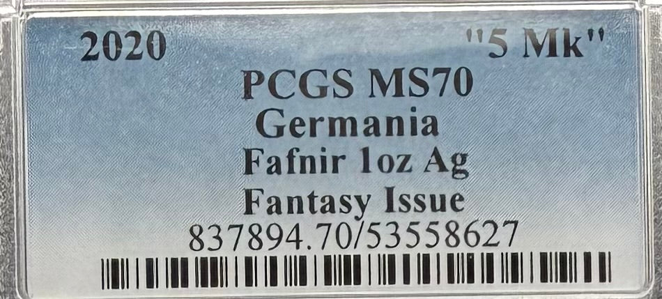 2020 1 oz .9999 Silver Private Issue PCGS MS70 Fafnir Proof-like Mint (Rare 1 of 14)