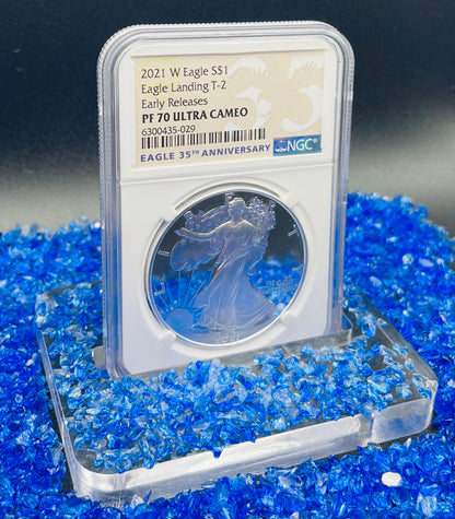 Proof 2021 (W) $1 American Silver Eagle NGC PF70 Early Releases Type 2 35th Anniversary Eagle Label (1 of 4,192)