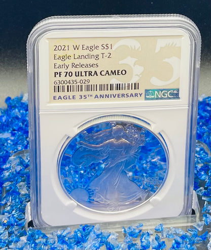 Proof 2021 (W) $1 American Silver Eagle NGC PF70 Early Releases Type 2 35th Anniversary Eagle Label (1 of 4,192)