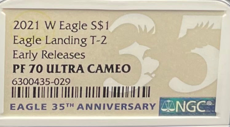 Proof 2021 (W) $1 American Silver Eagle NGC PF70 Early Releases Type 2 35th Anniversary Eagle Label (1 of 4,192)