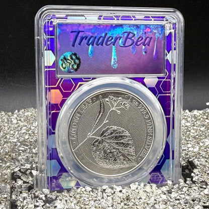 2022 1 oz .9999 Silver Private Issue PCGS MS70 Linden Leaf Proof-like Finish Purple Holder Mint (Rare 1 of 131)