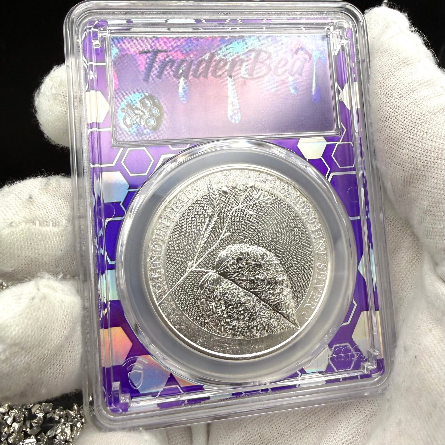2022 1 oz .9999 Silver Private Issue PCGS MS70 Linden Leaf Proof-like Finish Purple Holder Mint (Rare 1 of 131)