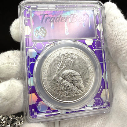 2022 1 oz .9999 Silver Private Issue PCGS MS70 Linden Leaf Proof-like Finish Purple Holder Mint (Rare 1 of 131)