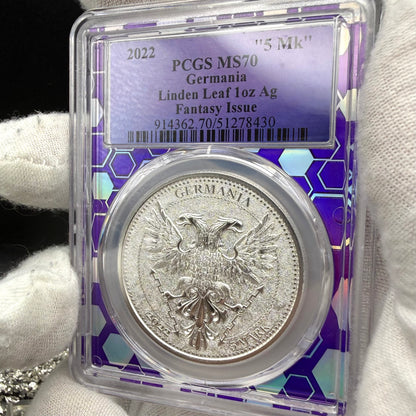 2022 1 oz .9999 Silver Private Issue PCGS MS70 Linden Leaf Proof-like Finish Purple Holder Mint (Rare 1 of 131)