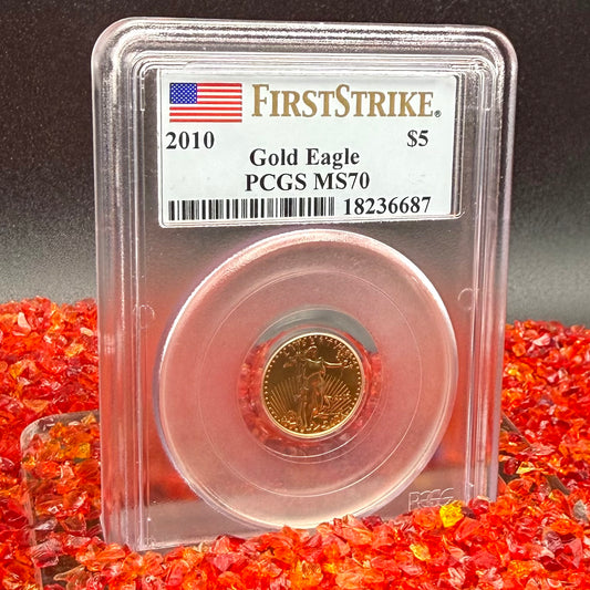 2010 $5 American Gold Eagle PCGS MS70 First Strike Flag Label (Rare 1 of 10,572)