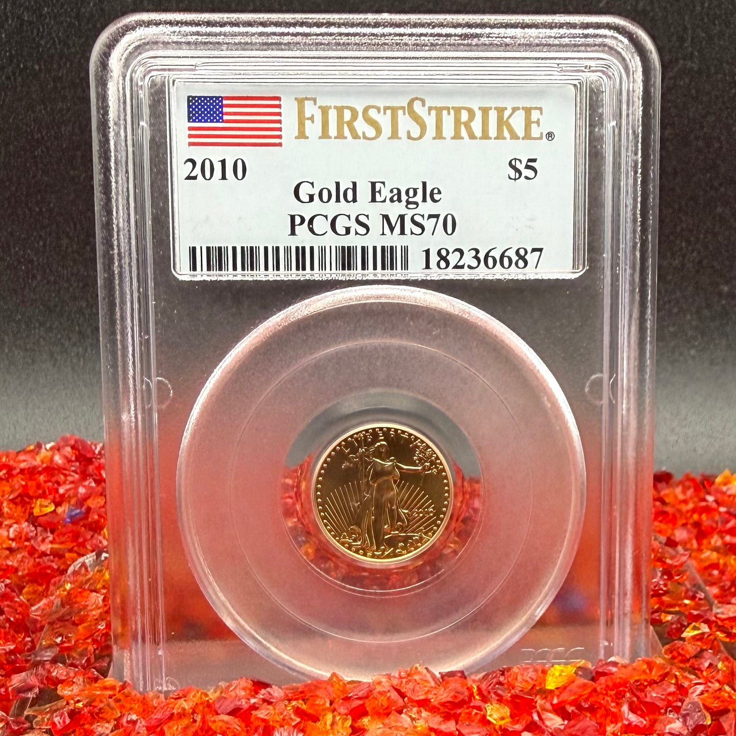 2010 $5 American Gold Eagle PCGS MS70 First Strike Flag Label (Rare 1 of 10,572)