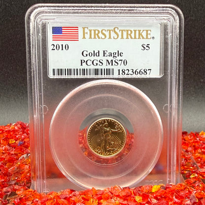 2010 $5 American Gold Eagle PCGS MS70 First Strike Flag Label (Rare 1 of 10,572)