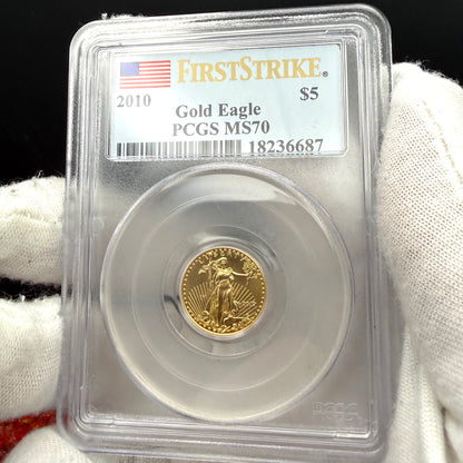 2010 $5 American Gold Eagle PCGS MS70 First Strike Flag Label (Rare 1 of 10,572)