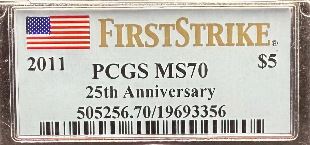 2011 $5 American Gold Eagle PCGS MS70 First Strike Flag Label (Rare 1 of 7,454)