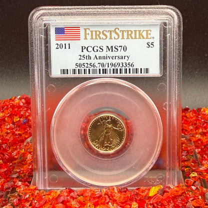 2011 $5 American Gold Eagle PCGS MS70 First Strike Flag Label (Rare 1 of 7,454)