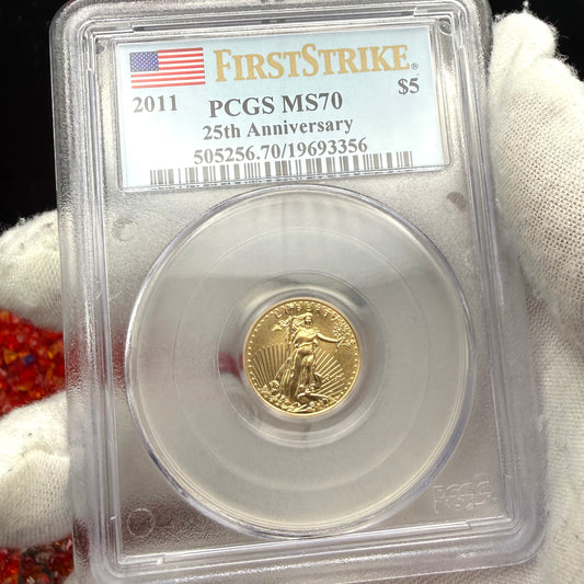 2011 $5 American Gold Eagle PCGS MS70 First Strike Flag Label (Rare 1 of 7,454)