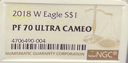Proof 2018 (W) $1 American Silver Eagle NGC PF70 Modern Brown Label Mint Condition (1 of 5,493)