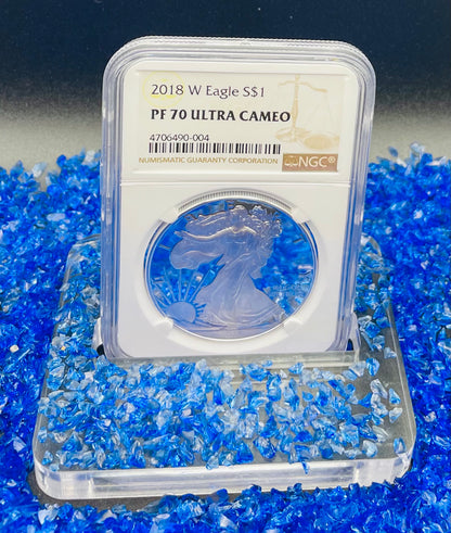 Proof 2018 (W) $1 American Silver Eagle NGC PF70 Modern Brown Label Mint Condition (1 of 5,493)