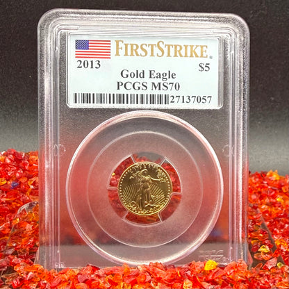 2013 $5 American Gold Eagle PCGS MS70 First Strike Flag Label (Rare 1 of 2,322)