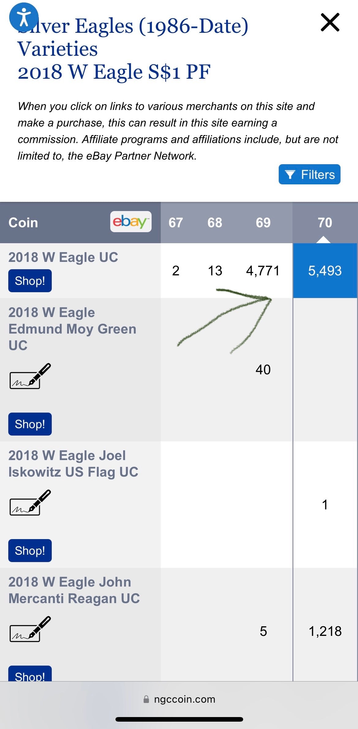 Proof 2018 (W) $1 American Silver Eagle NGC PF70 Modern Brown Label Mint Condition (1 of 5,493)