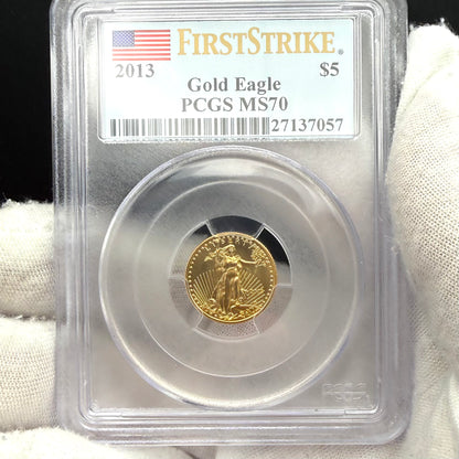 2013 $5 American Gold Eagle PCGS MS70 First Strike Flag Label (Rare 1 of 2,322)