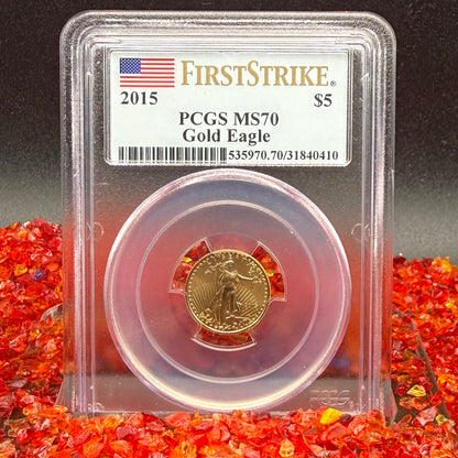 2015 $5 American Gold Eagle PCGS MS70 First Strike Flag Label (Rare 1 of 2,713)