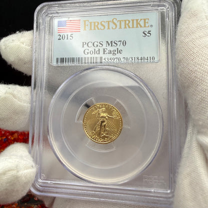 2015 $5 American Gold Eagle PCGS MS70 First Strike Flag Label (Rare 1 of 2,713)