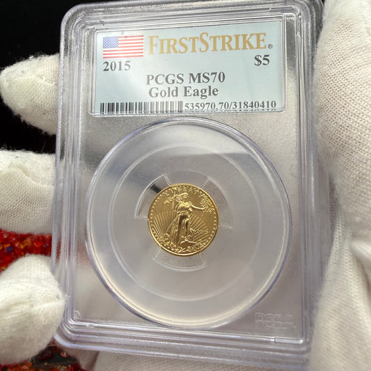 2015 $5 American Gold Eagle PCGS MS70 First Strike Flag Label (Rare 1 of 2,713)