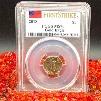 2018 $5 American Gold Eagle PCGS MS70 First Strike Flag Label (Rare 1 of 1668)