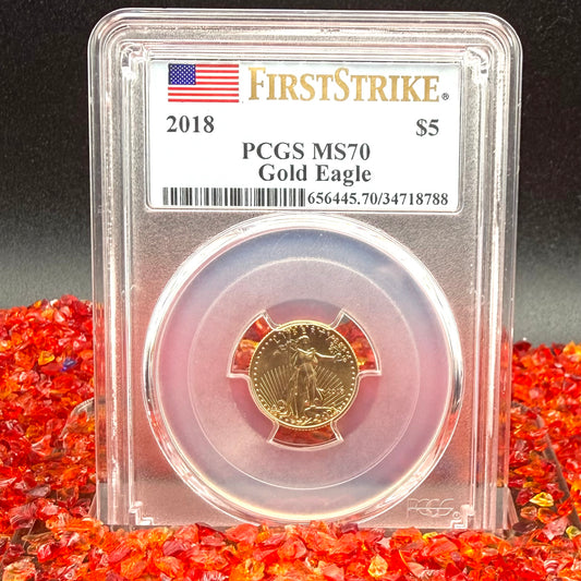 2018 $5 American Gold Eagle PCGS MS70 First Strike Flag Label (Rare 1 of 1668)
