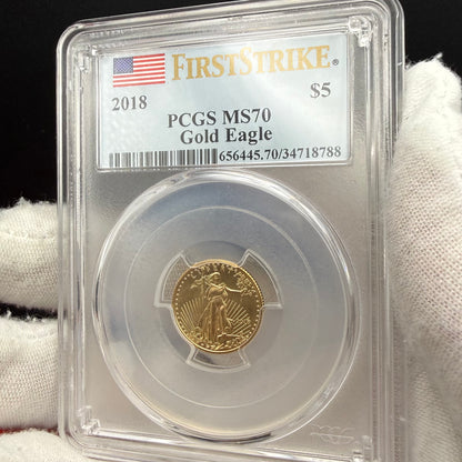 2018 $5 American Gold Eagle PCGS MS70 First Strike Flag Label (Rare 1 of 1668)