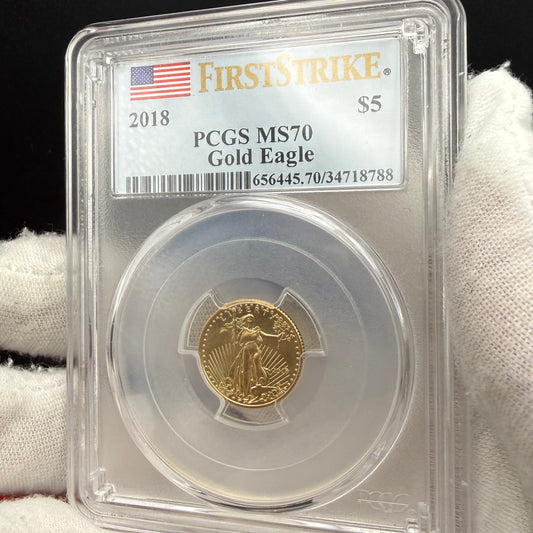 2018 $5 American Gold Eagle PCGS MS70 First Strike Flag Label (Rare 1 of 1668)