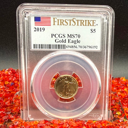 2019 $5 American Gold Eagle PCGS MS70 First Strike Flag Label (Rare 1 of 1901)