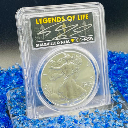 2021 $1 American Silver Eagle PCGS MS70 NBA Hall of Fame Shaquille O'Neal Signed Mint Condition 1 of 118
