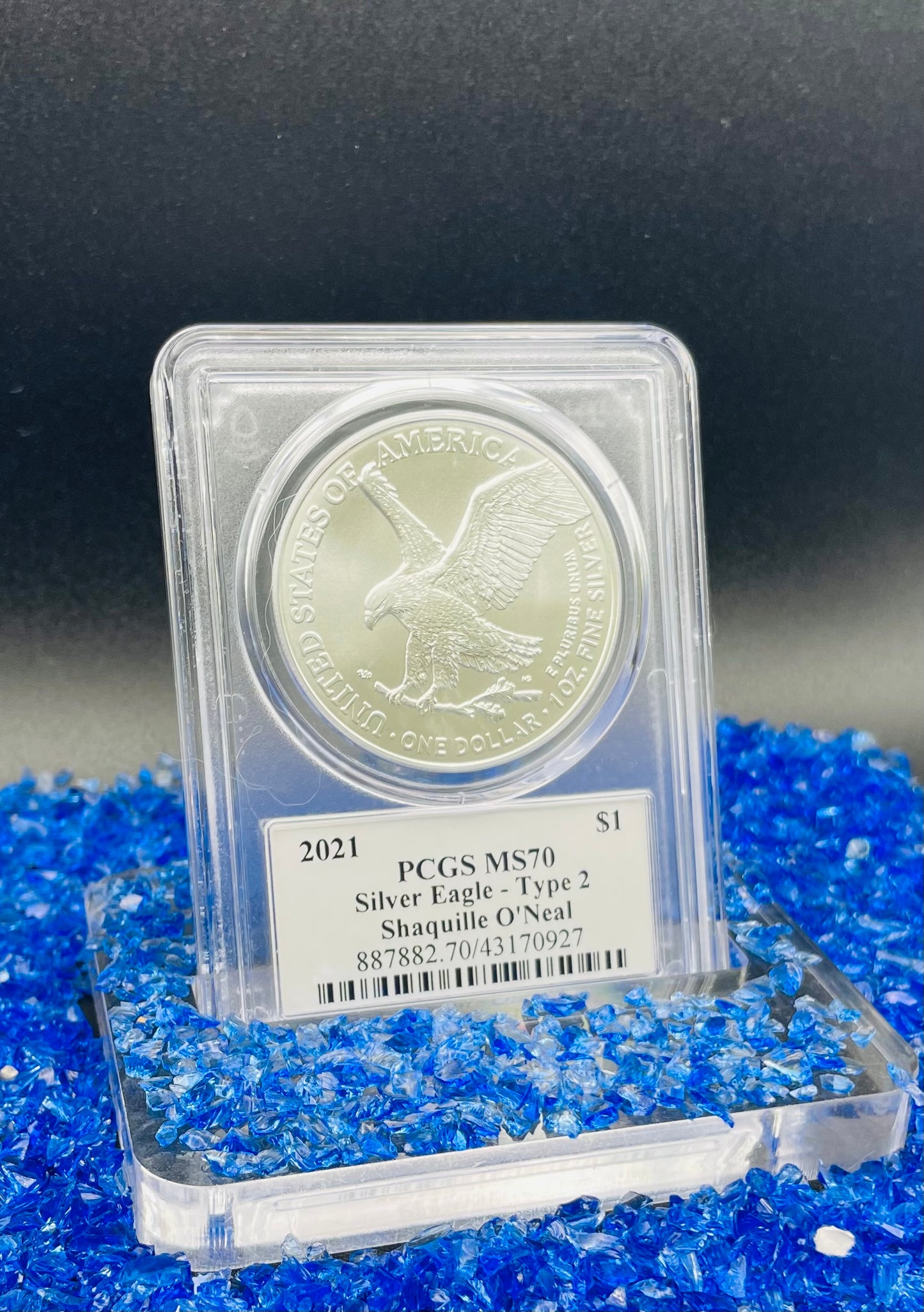 2021 $1 American Silver Eagle PCGS MS70 NBA Hall of Fame Shaquille O'Neal Signed Mint Condition 1 of 118