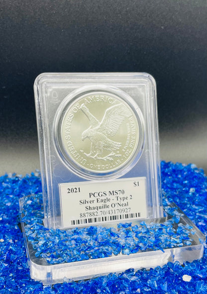 2021 $1 American Silver Eagle PCGS MS70 NBA Hall of Fame Shaquille O'Neal Signed Mint Condition 1 of 118