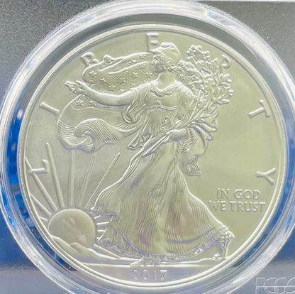 Burnished 2017 (W) $1 American Silver Eagle PCGS SP70 First Strike Rare 225th Anniversary Label Mint Condition (1 of 1,000)
