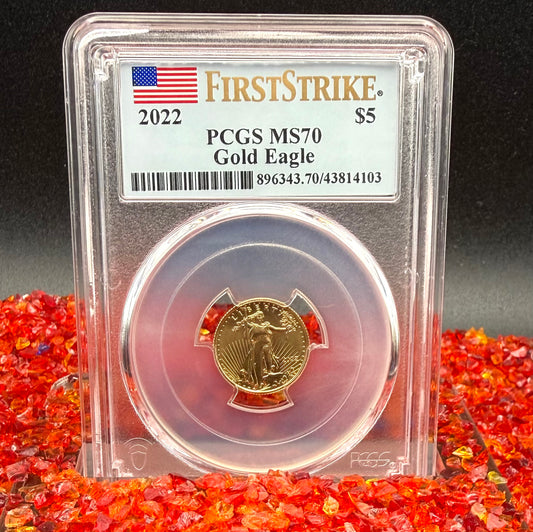 2022 $5 American Gold Eagle PCGS MS70 First Strike Flag Label (Rare 1 of 1,761)