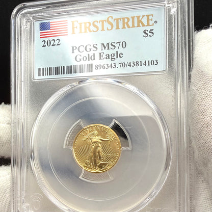 2022 $5 American Gold Eagle PCGS MS70 First Strike Flag Label (Rare 1 of 1,761)