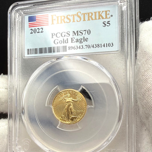 2022 $5 American Gold Eagle PCGS MS70 First Strike Flag Label (Rare 1 of 1,761)
