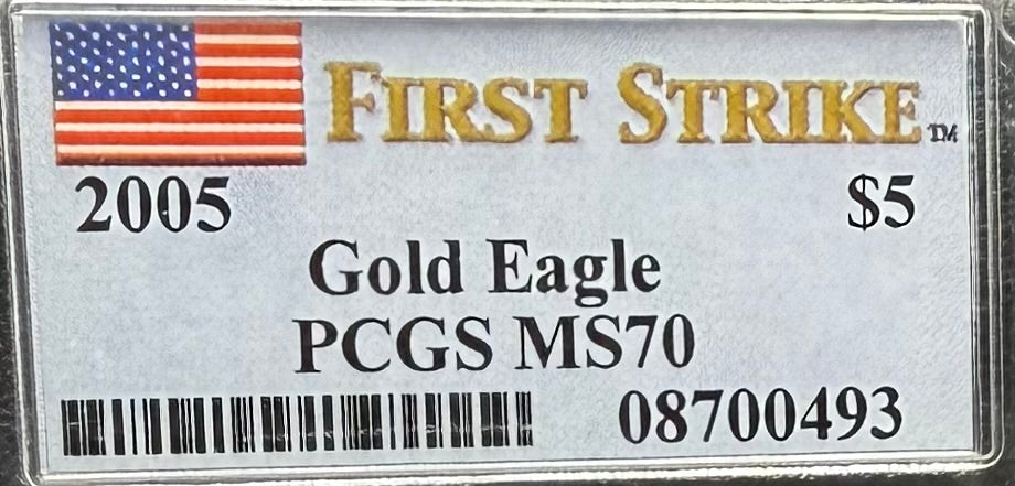 2005 $5 American Gold Eagle PCGS MS70 First Strike Flag Label (Rare 1 of 427)