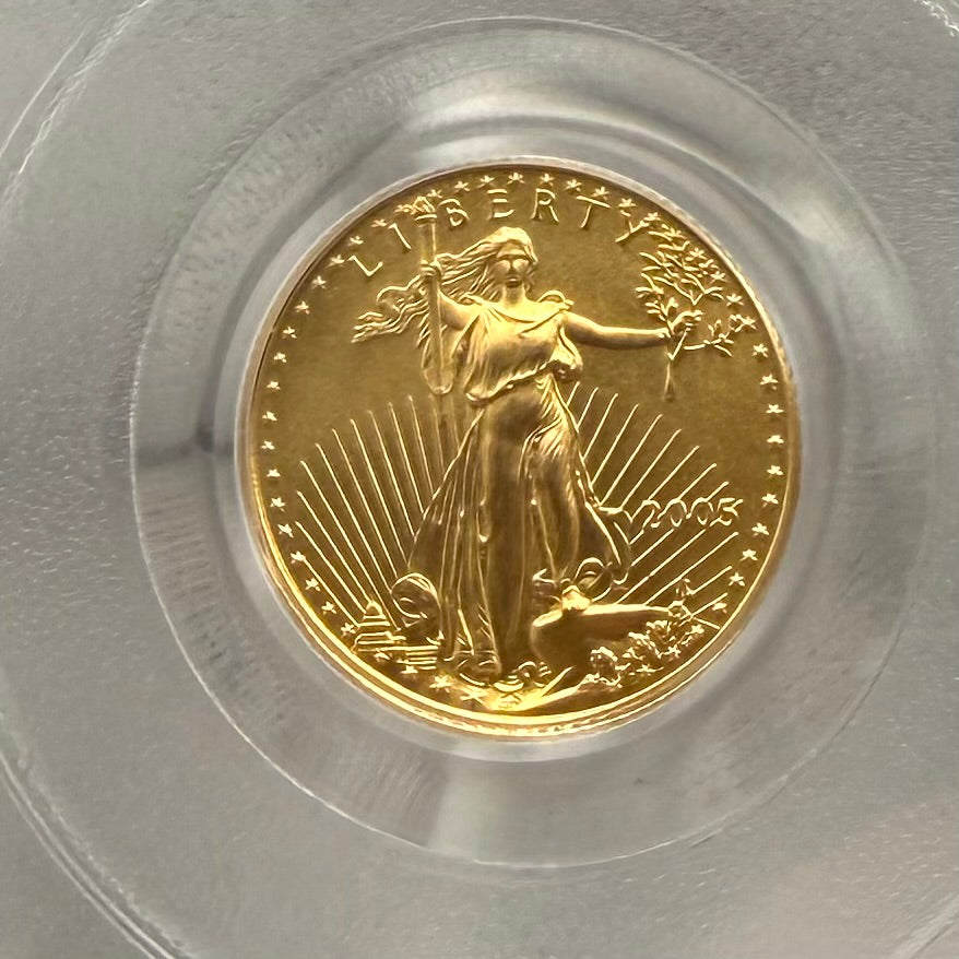 2005 $5 American Gold Eagle PCGS MS70 First Strike Flag Label (Rare 1 of 427)