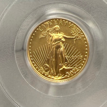 2005 $5 American Gold Eagle PCGS MS70 First Strike Flag Label (Rare 1 of 427)