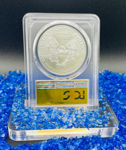 2017 $1 (W) American Silver Eagle PCGS MS70 First Day of Issue Gold Foil Label (Rare 1 of 2,017)