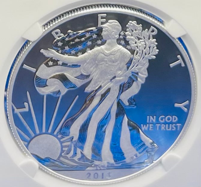 Reverse Proof & Enhanced Finish (2 Coin Set) 2013 (W) $1 American Silver Eagle NGC PF69 White Core Holder West Point Gold Star Label