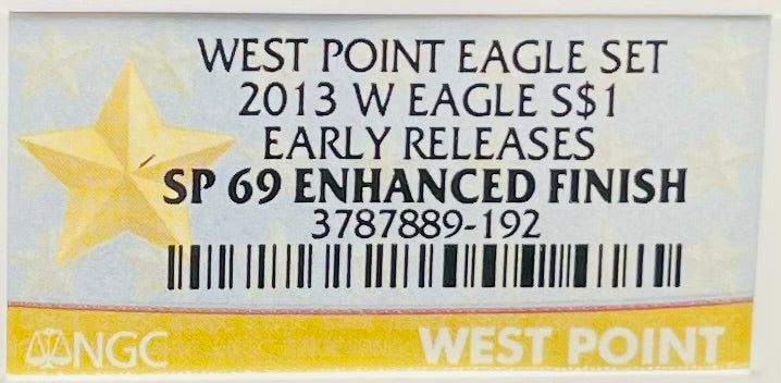 Reverse Proof & Enhanced Finish (2 Coin Set) 2013 (W) $1 American Silver Eagle NGC PF69 White Core Holder West Point Gold Star Label