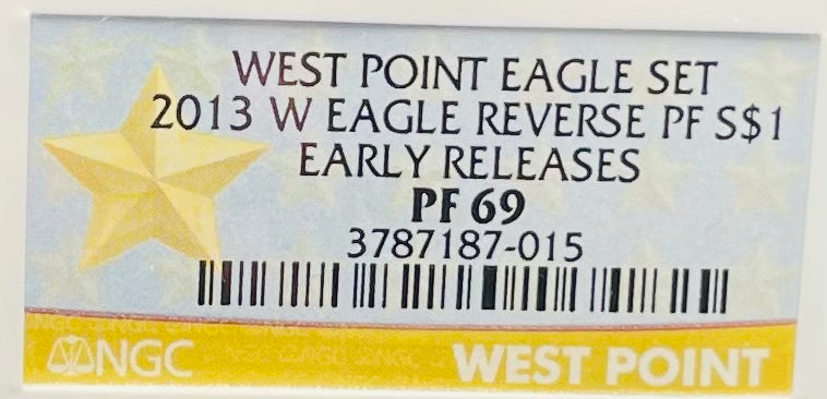Reverse Proof & Enhanced Finish (2 Coin Set) 2013 (W) $1 American Silver Eagle NGC PF69 White Core Holder West Point Gold Star Label